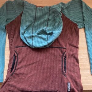 Melanzana Teal and Brown Pullover